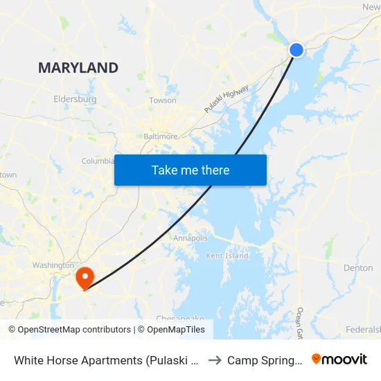 White Horse Apartments (Pulaski Hwy/Us 40) to Camp Springs , MD map
