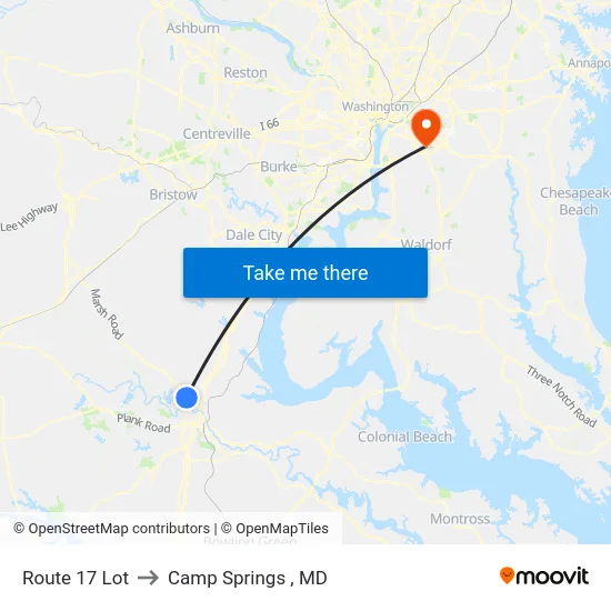 Route 17 Lot to Camp Springs , MD map