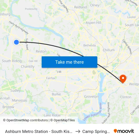 Ashburn Metro Station - South Kiss And Ride to Camp Springs , MD map