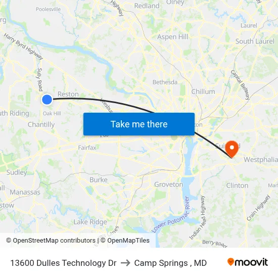 13600 Dulles Technology Dr to Camp Springs , MD map