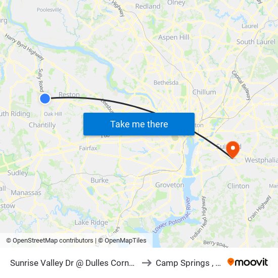 Sunrise Valley Dr @ Dulles Corner Dr to Camp Springs , MD map