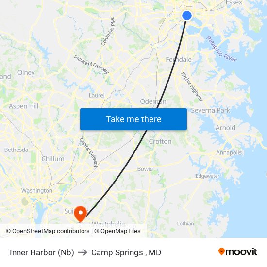 Inner Harbor (Nb) to Camp Springs , MD map