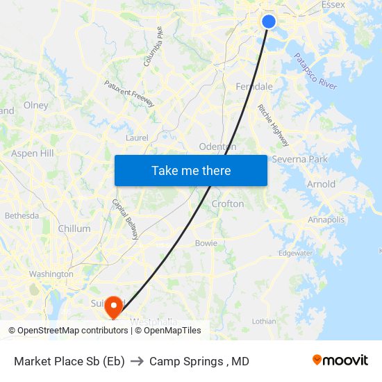 Market Place Sb (Eb) to Camp Springs , MD map