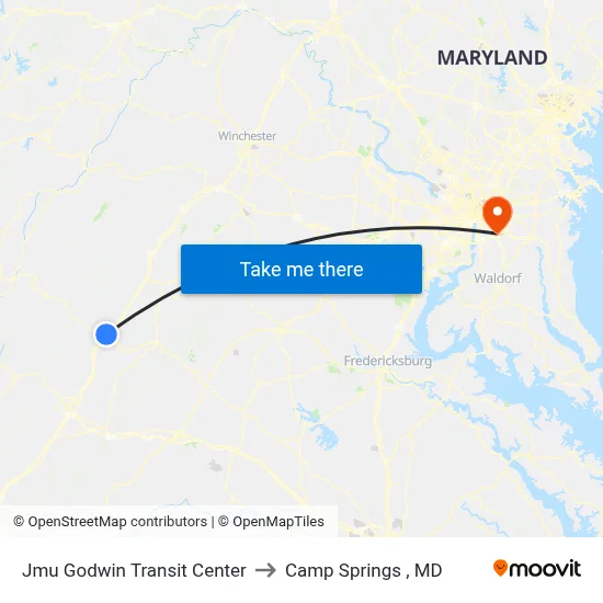 Jmu Godwin Transit Center to Camp Springs , MD map