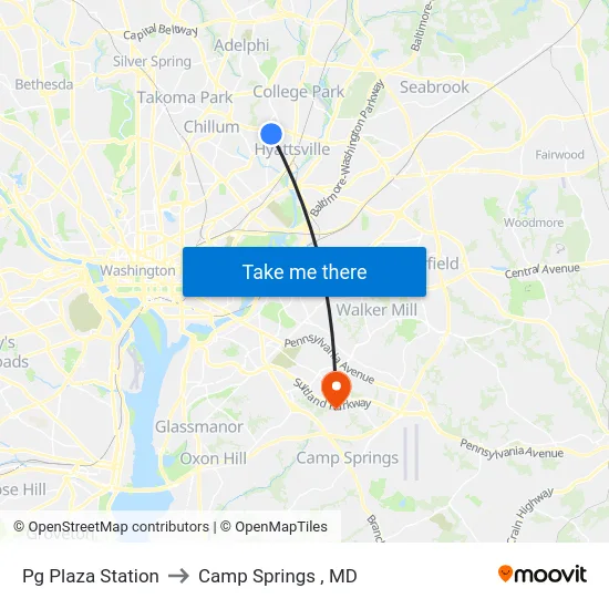 Pg Plaza Station to Camp Springs , MD map