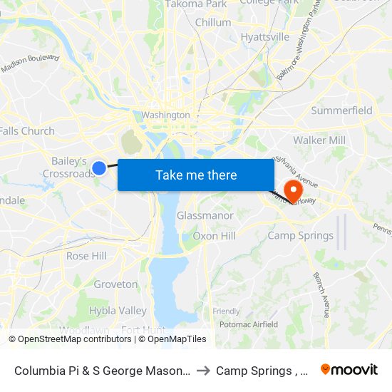 Columbia Pi & S George Mason Dr to Camp Springs , MD map