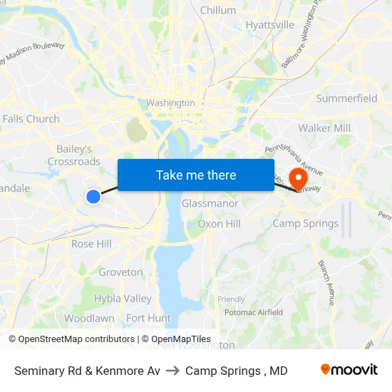 Seminary Rd & Kenmore Av to Camp Springs , MD map