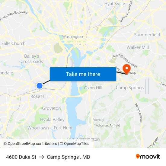 4600 Duke St to Camp Springs , MD map