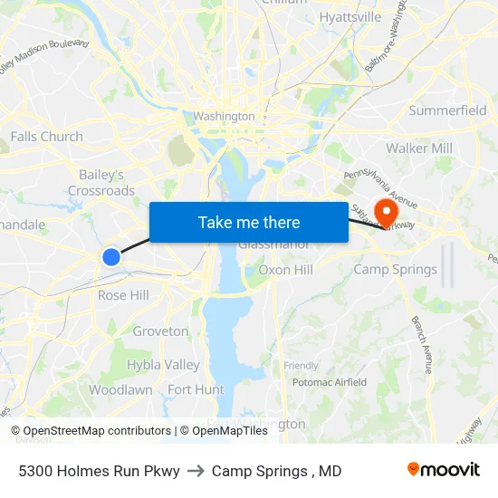 5300 Holmes Run Pkwy to Camp Springs , MD map