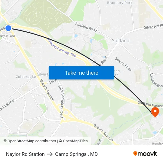 Naylor Rd Station to Camp Springs , MD map