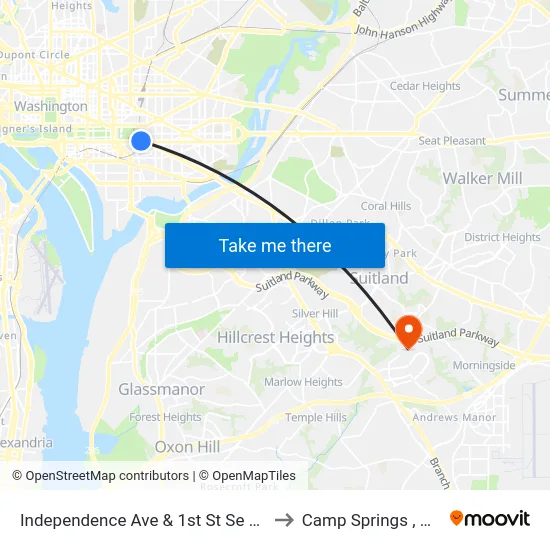 Independence Ave & 1st St Se Wb to Camp Springs , MD map