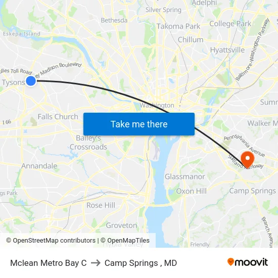 Mclean Metro Bay C to Camp Springs , MD map