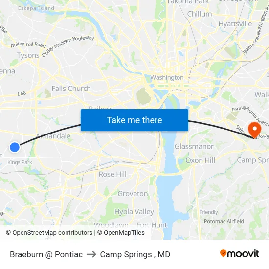 Braeburn @ Pontiac to Camp Springs , MD map