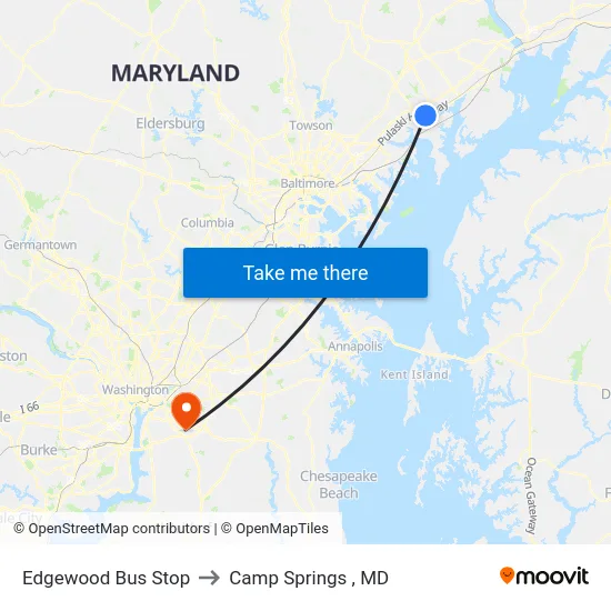 Edgewood Bus Stop to Camp Springs , MD map