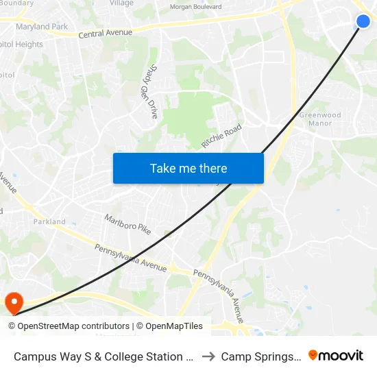 Campus Way S & College Station Dr (Pgcc) to Camp Springs , MD map