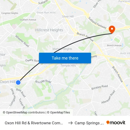 Oxon Hill Rd & Rivertowne Commons M to Camp Springs , MD map