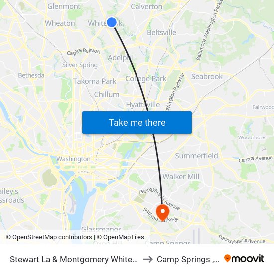 Stewart La & Montgomery White Oak A to Camp Springs , MD map