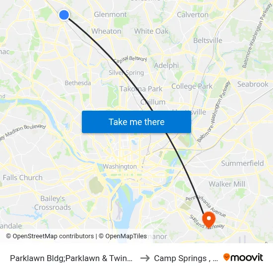 Parklawn Bldg;Parklawn & Twinbrook to Camp Springs , MD map