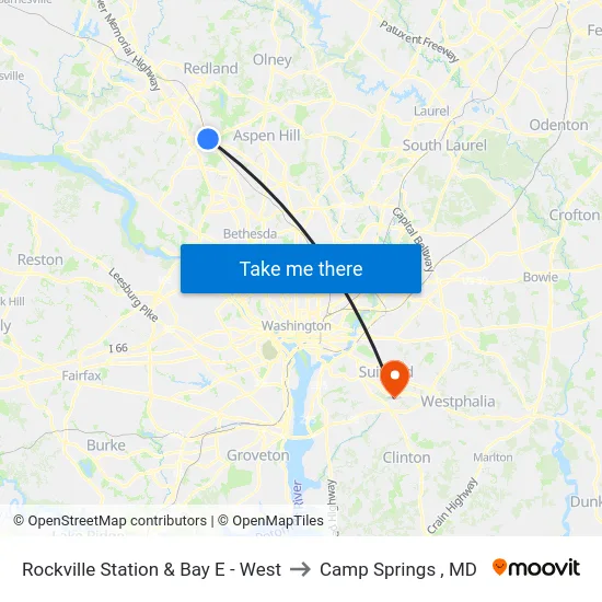Rockville Station & Bay E - West to Camp Springs , MD map
