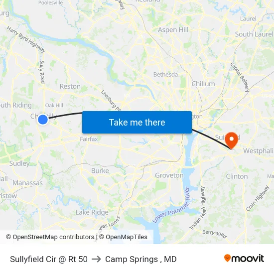 Sullyfield Cir @ Rt 50 to Camp Springs , MD map