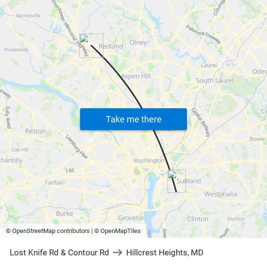 Lost Knife Rd & Contour Rd to Hillcrest Heights, MD map