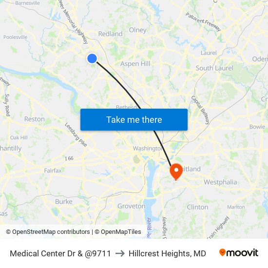 Medical Center Dr & @9711 to Hillcrest Heights, MD map