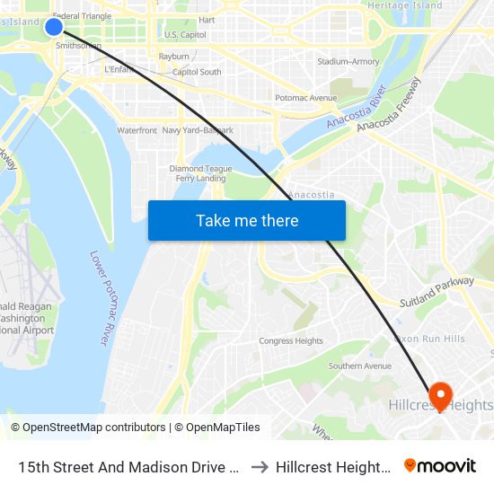 15th Street And Madison Drive NW (Sb) to Hillcrest Heights, MD map