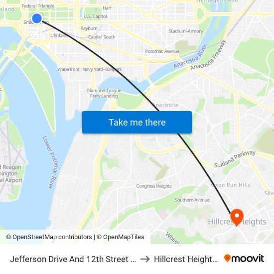 Jefferson Drive And 12th Street SW (Eb) to Hillcrest Heights, MD map