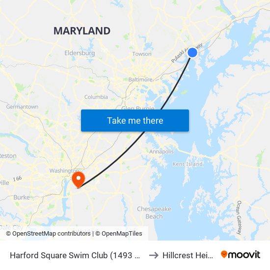 Harford Square Swim Club (1493 Harford Square Dr) to Hillcrest Heights, MD map