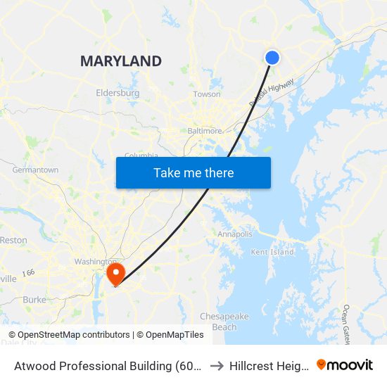 Atwood Professional Building (602 S Atwood Rd) to Hillcrest Heights, MD map