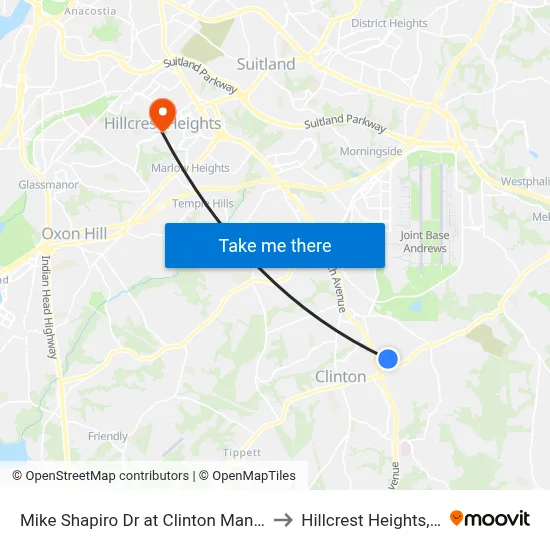 Mike Shapiro Dr at Clinton Manor Ent to Hillcrest Heights, MD map