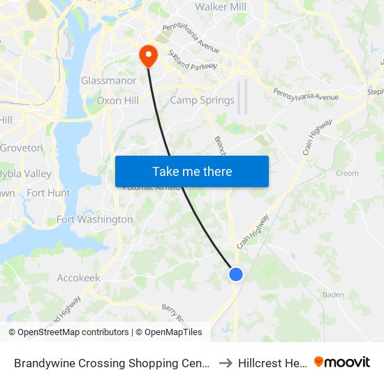 Brandywine Crossing Shopping Center at Safeway Entrance to Hillcrest Heights, MD map