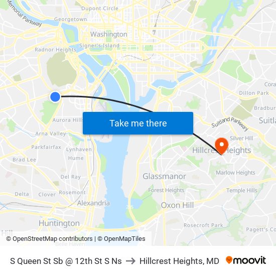 S Queen St Sb @ 12th St S Ns to Hillcrest Heights, MD map