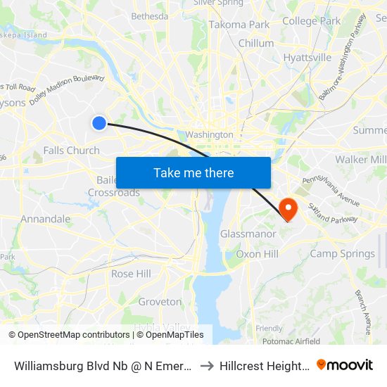 Williamsburg Blvd Nb @ N Emerson St Ns to Hillcrest Heights, MD map