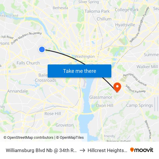 Williamsburg Blvd Nb @ 34th Rd N Ns to Hillcrest Heights, MD map