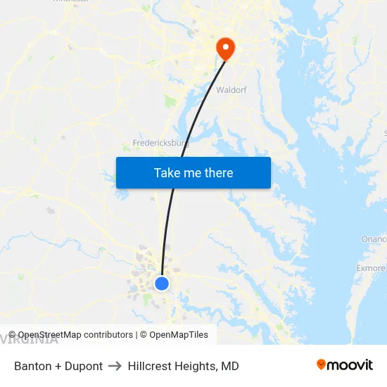Banton + Dupont to Hillcrest Heights, MD map