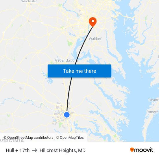 Hull + 17th to Hillcrest Heights, MD map