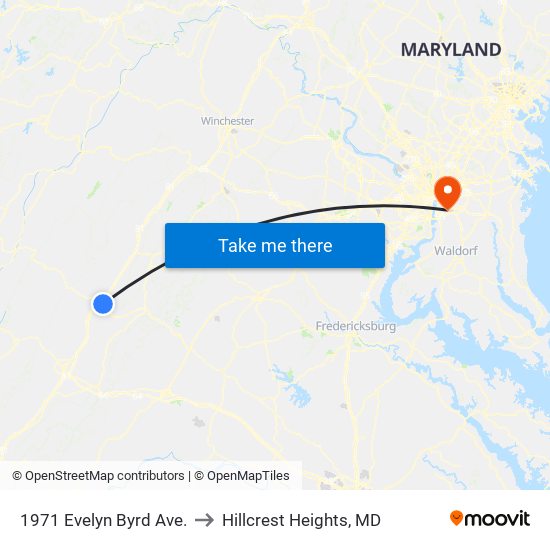 1971 Evelyn Byrd Ave. to Hillcrest Heights, MD map