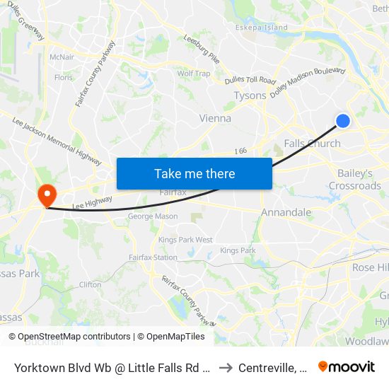 Yorktown Blvd Wb @ Little Falls Rd Ns to Centreville, VA map