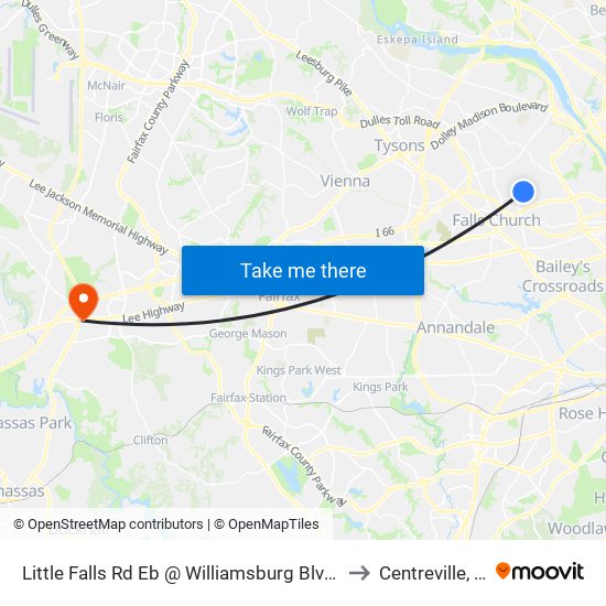 Little Falls Rd Eb @ Williamsburg Blvd MB to Centreville, VA map