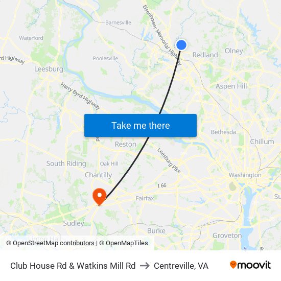 Club House Rd & Watkins Mill Rd to Centreville, VA map