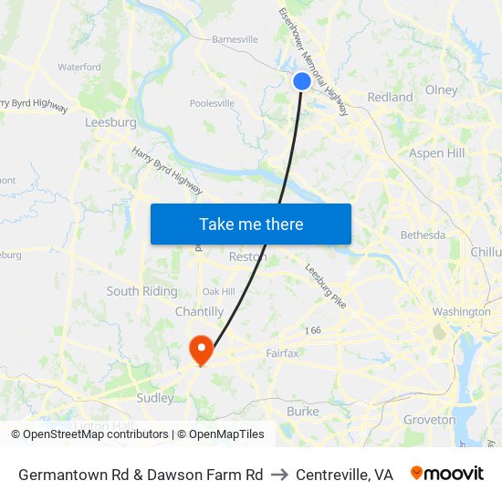 Germantown Rd & Dawson Farm Rd to Centreville, VA map