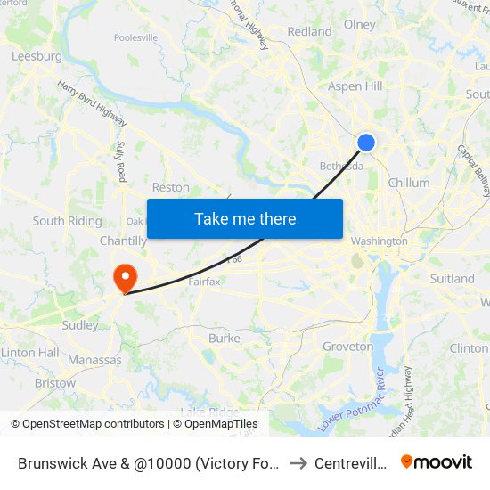 Brunswick Ave & @10000 (Victory Forest Apts) to Centreville, VA map