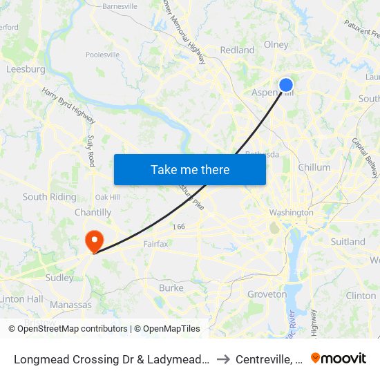 Longmead Crossing Dr & Ladymeade Dr to Centreville, VA map