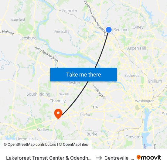 Lakeforest Transit Center & Odendhal Ave to Centreville, VA map