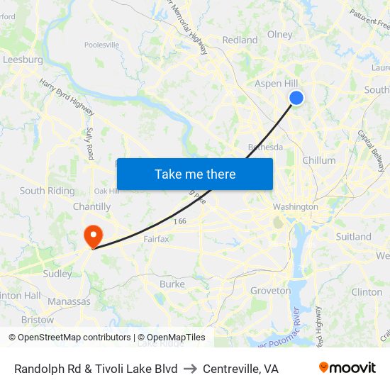 Randolph Rd & Tivoli Lake Blvd to Centreville, VA map