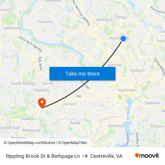 Rippling Brook Dr & Bethpage Ln to Centreville, VA map