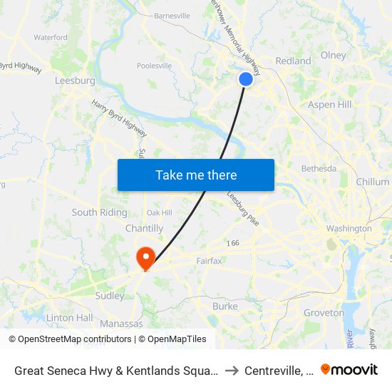 Great Seneca Hwy & Kentlands Square Sc to Centreville, VA map