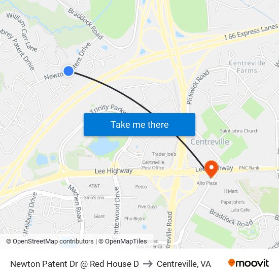 Newton Patent Dr @ Red House D to Centreville, VA map