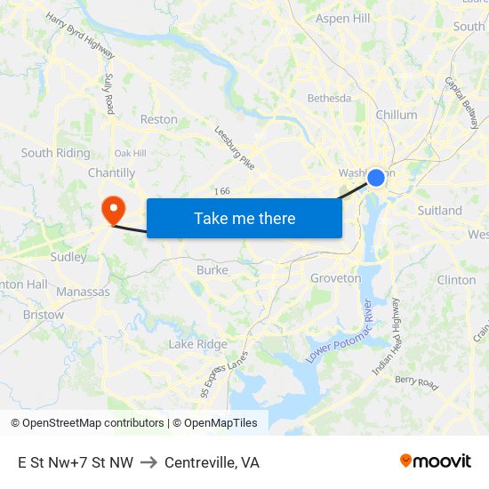 E St Nw+7 St NW to Centreville, VA map